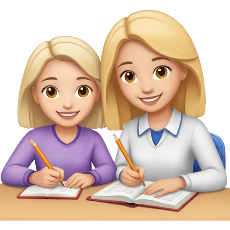 make a image of 2 girls studying  emoji
