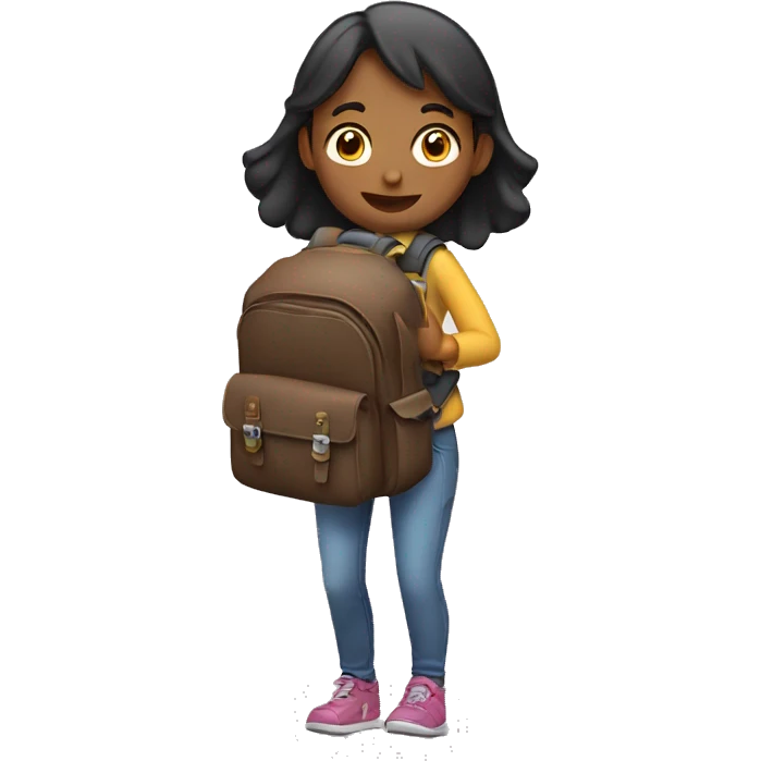 A girl is carrying a backpack. emoji