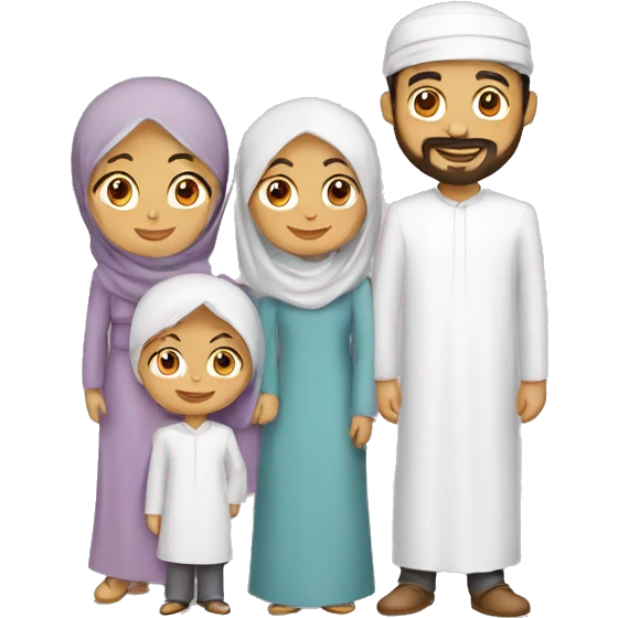muslim family father mother two sons one daughter emoji
