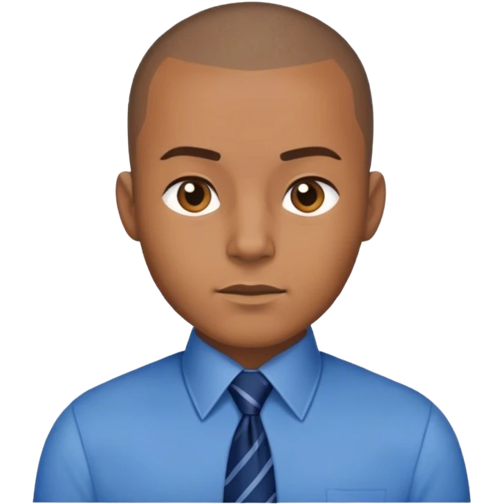 Man with brown buzz cut with a blue shirt and navy tie  emoji