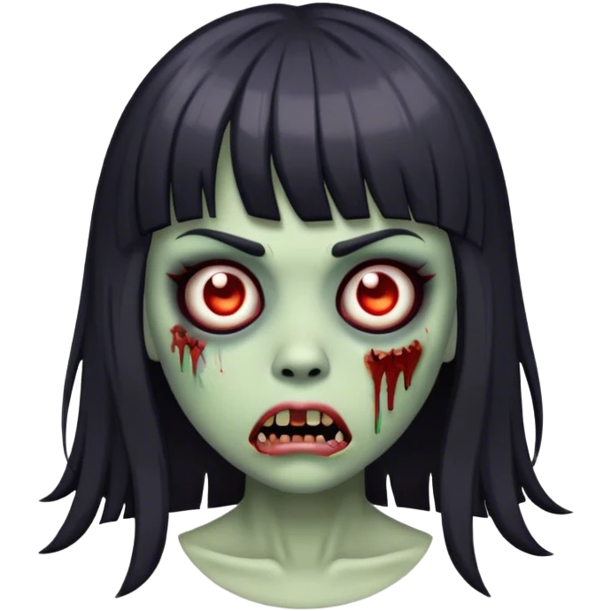 Female zombie emoji noirette with bangs  emoji