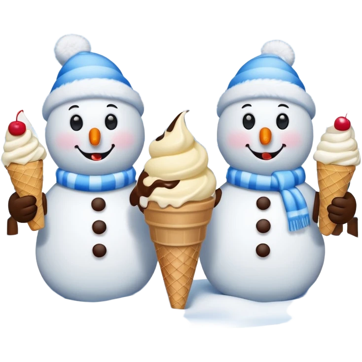 snowmen with ice cream emoji