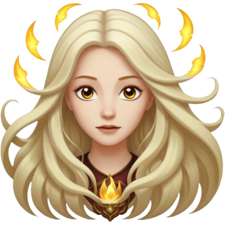 White Long Haired Women, Mystic seer — hair floating, glowing eyes emoji