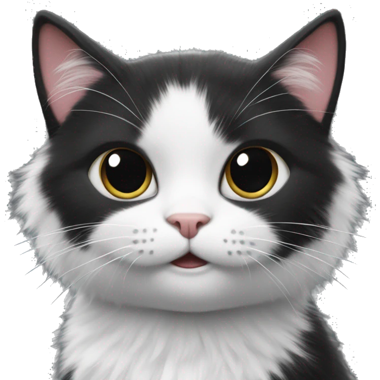 fluffy black and white cat begs for food emoji