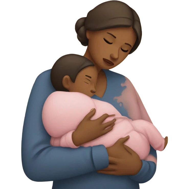 Sad mom with baby tired emoji