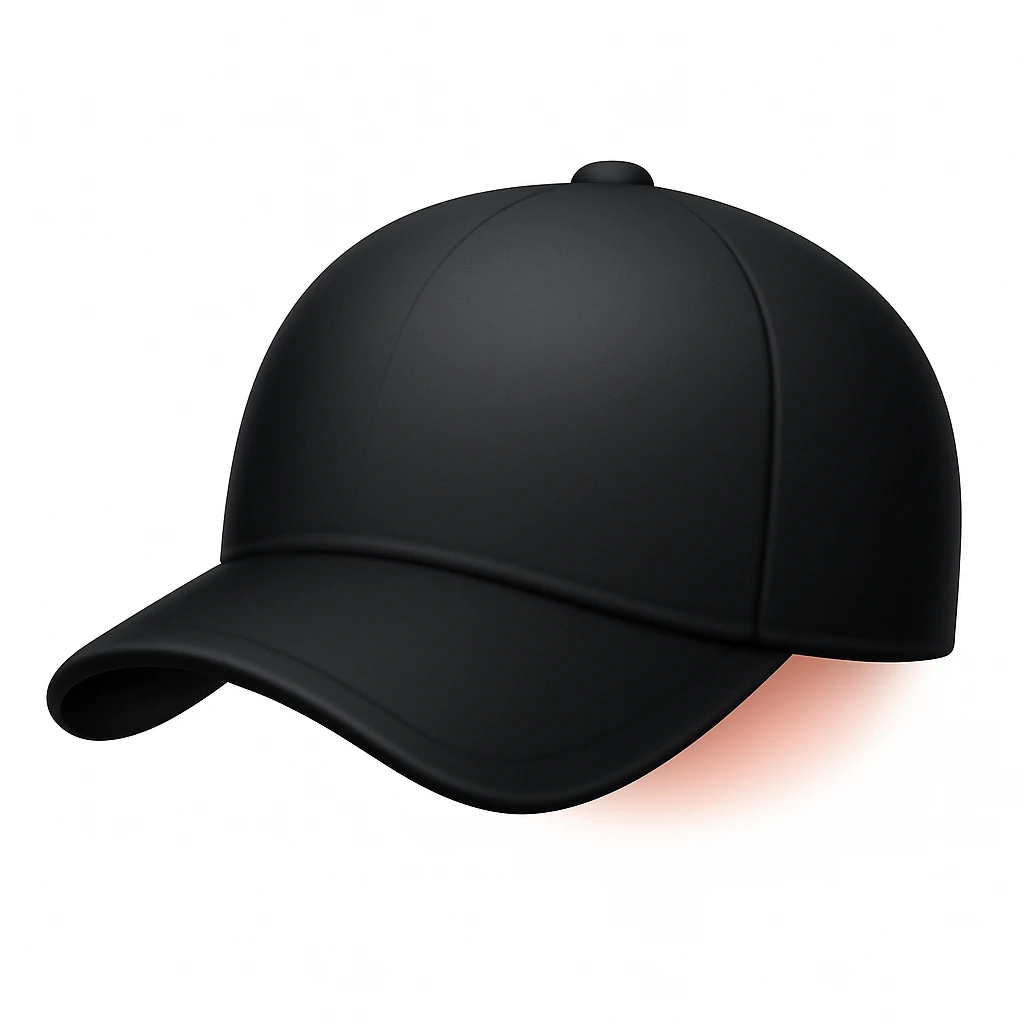 Make a black hat emoji exactly like the reference image, in iOS emoji style. Same shape, color, and texture, smooth and shiny. Add a slight blush to the hat. The style should resemble iOS emoji style. emoji