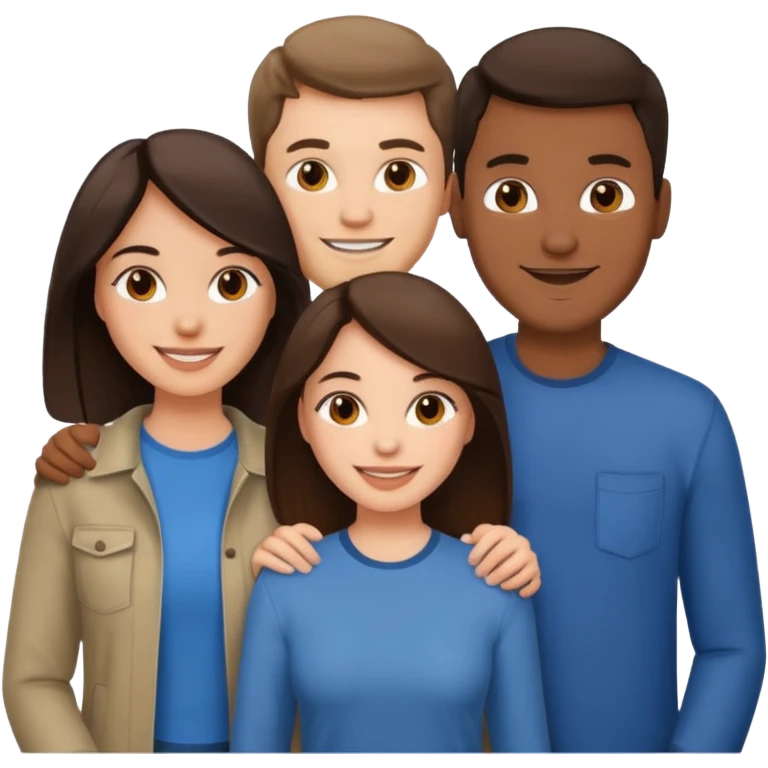 Un trouple deux hommes une femme brune qui sont tous ensemble  emoji