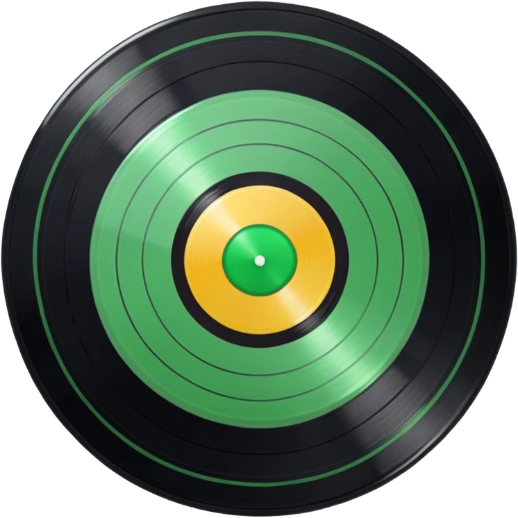 Vinyl record with green point inside emoji