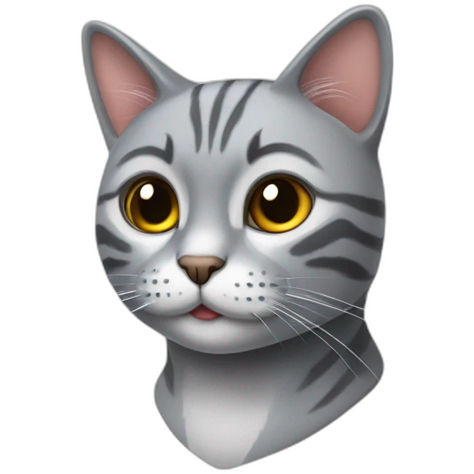 gato gris solo la cara seria emoji