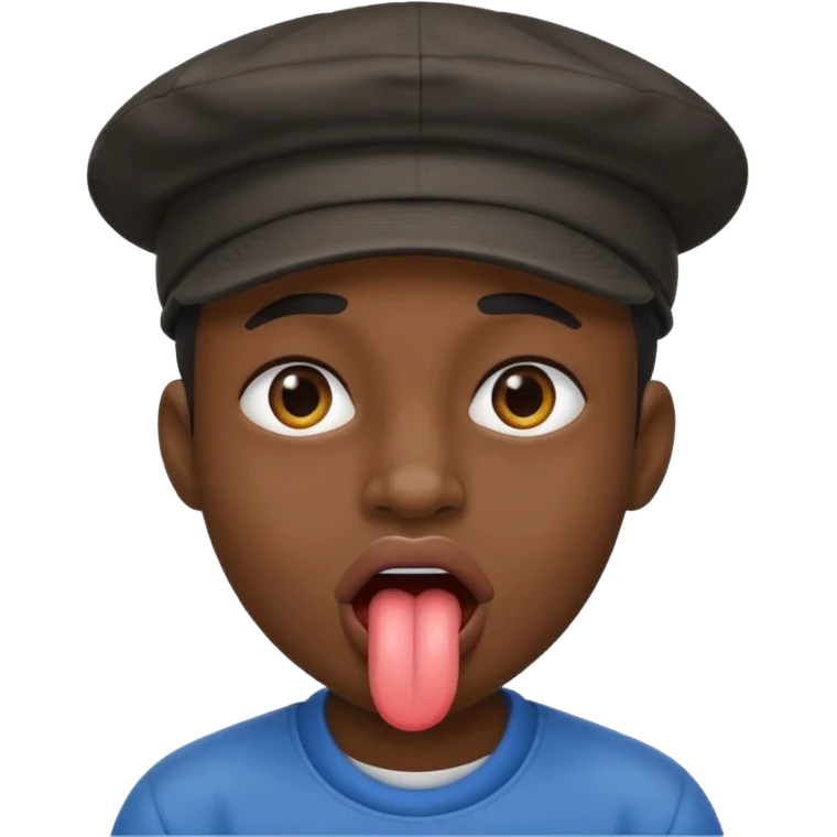 Negro con gorra sacando la lengua emoji