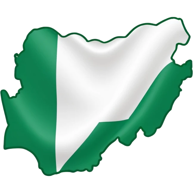 "Nigeria outline filled with the Nigerian flag colors, green-white-green, simple and bold, vector-style, clean and vibrant." emoji
