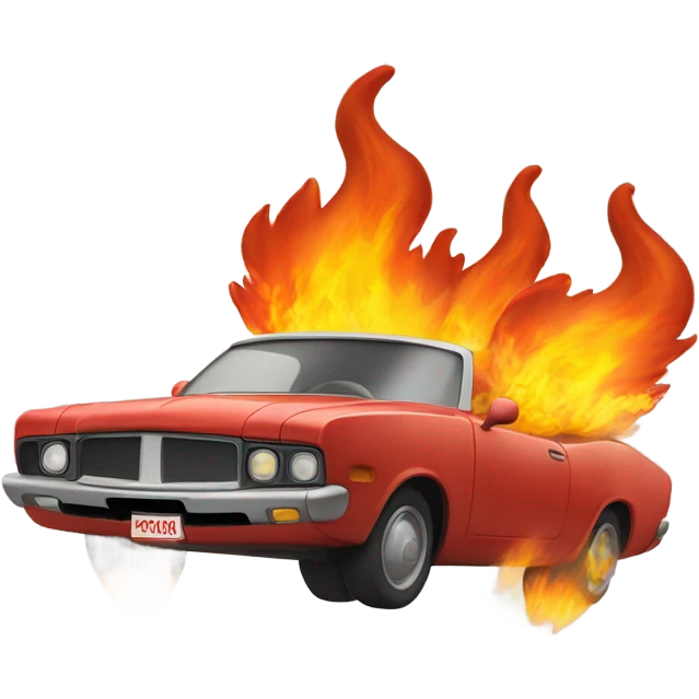 car jumping over fire emoji