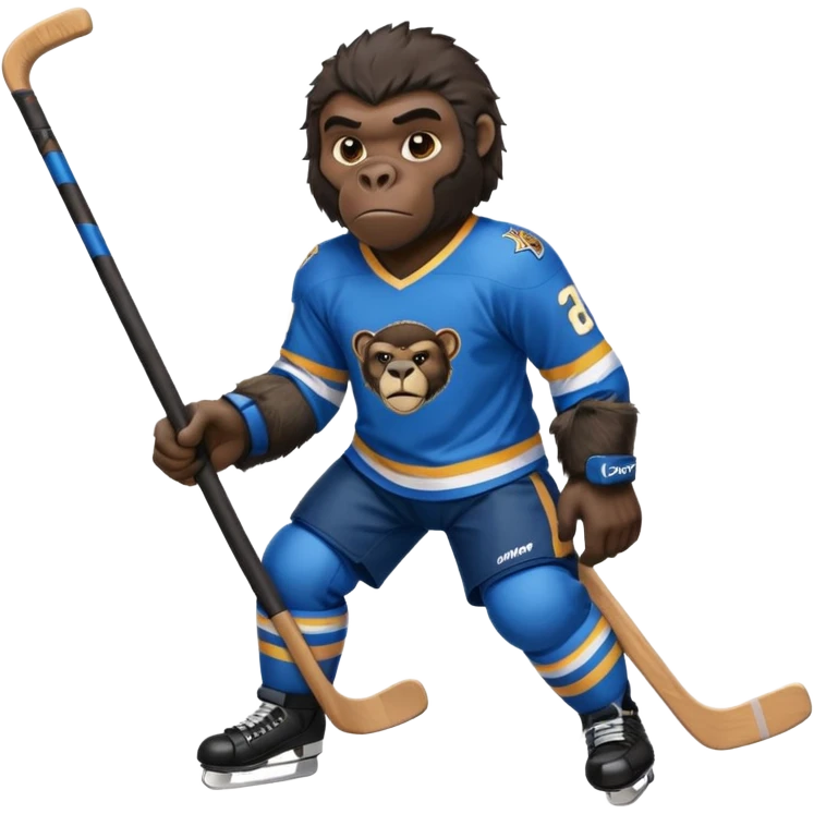 A panther with a gorilla with a hockey player emoji