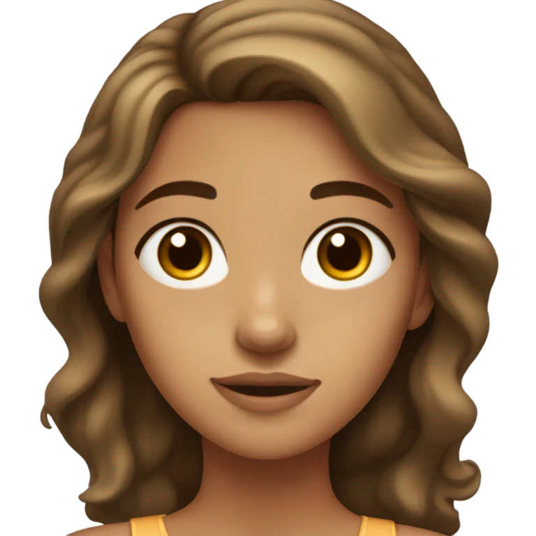 a girl with brown slightly wavy hair, hazel eyes, and tan skin  emoji