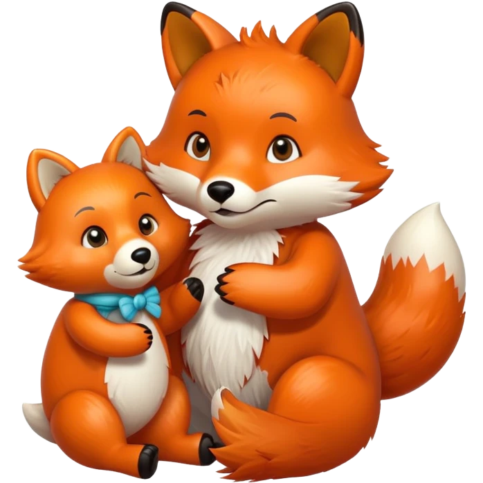 Fox with toy bear emoji