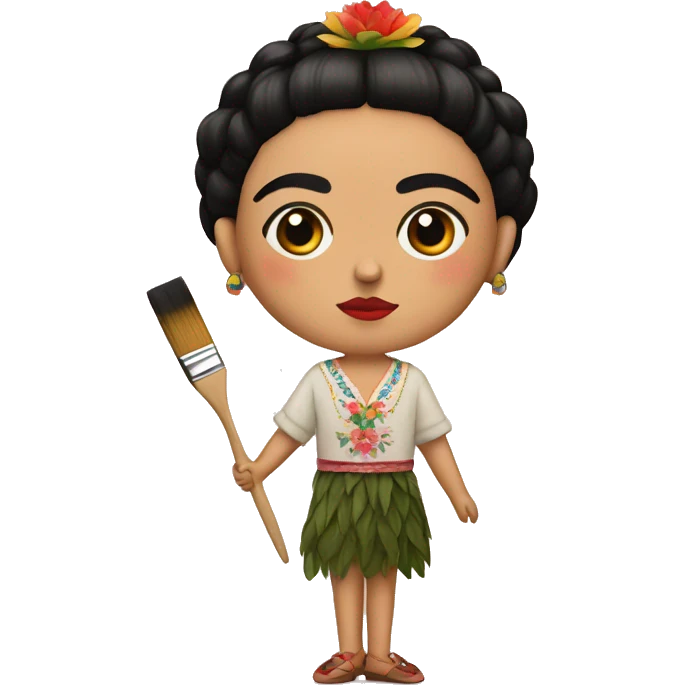 body frida kahlo kid with paintbrush emoji