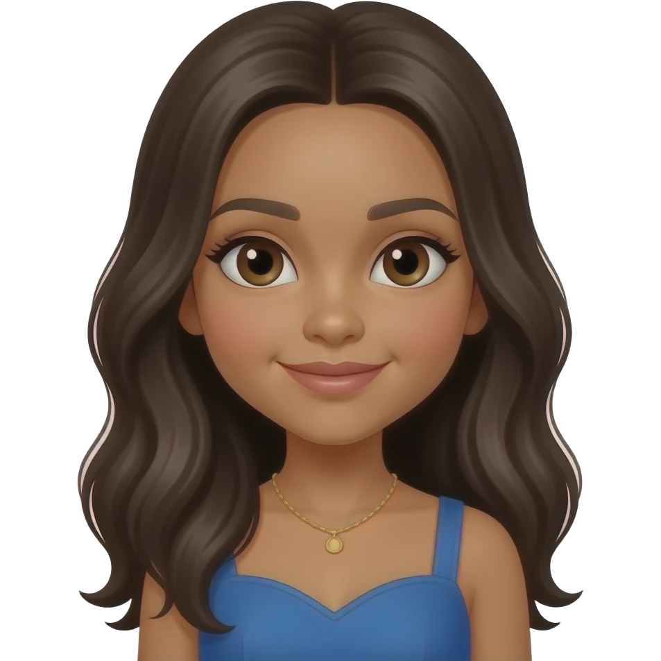 Blue Ivy Carter with brown eyes, long dark brown hair, blue dress emoji