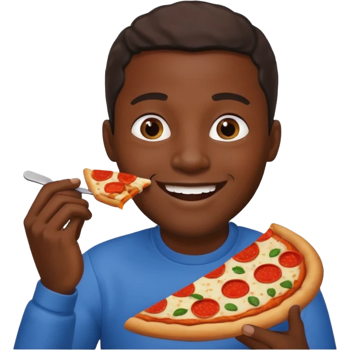 black man eating pizza  emoji