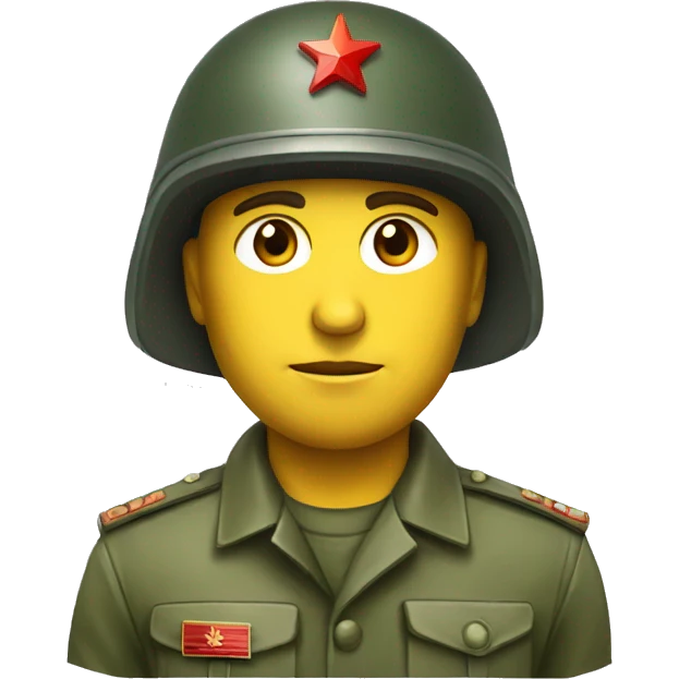 ussr soldier serious with military helmet emoji