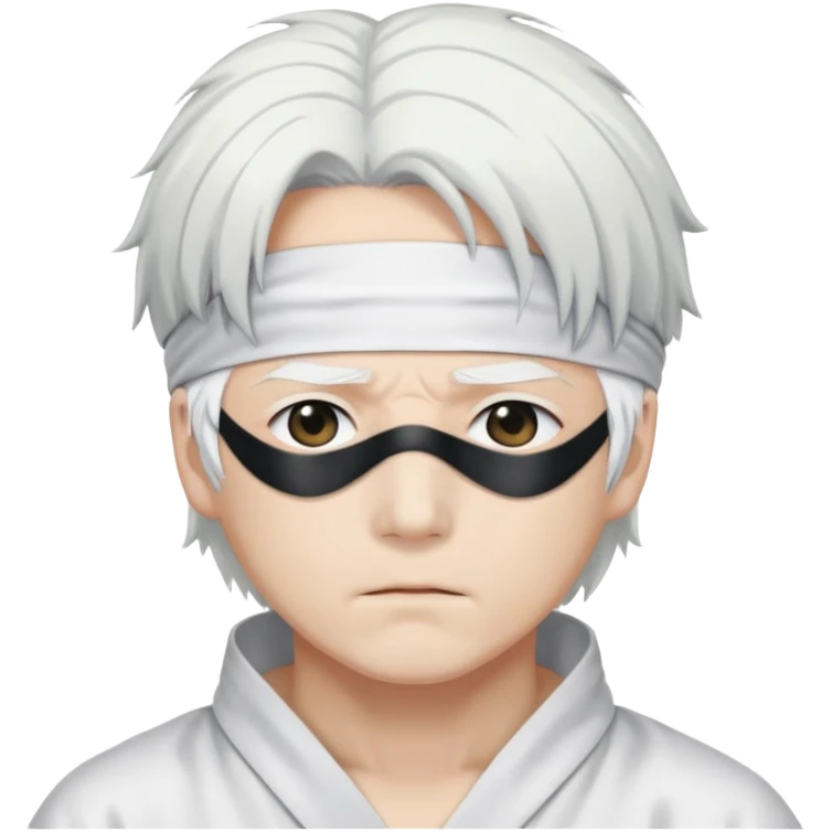 Satoru Gojo anime character with white hair and blindfold emoji