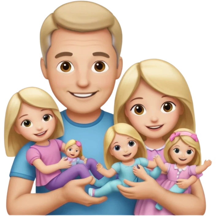 father and daughter playing with dolls emoji