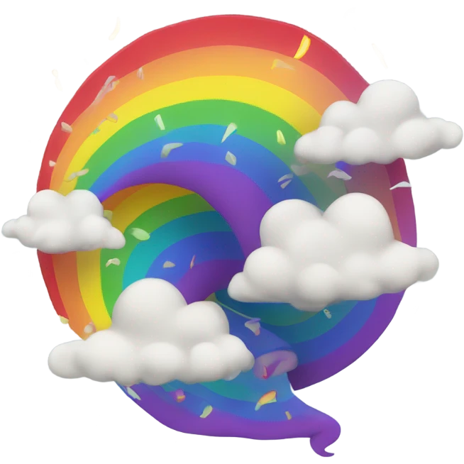 Tornado abstractwith little rainbows flying over emoji