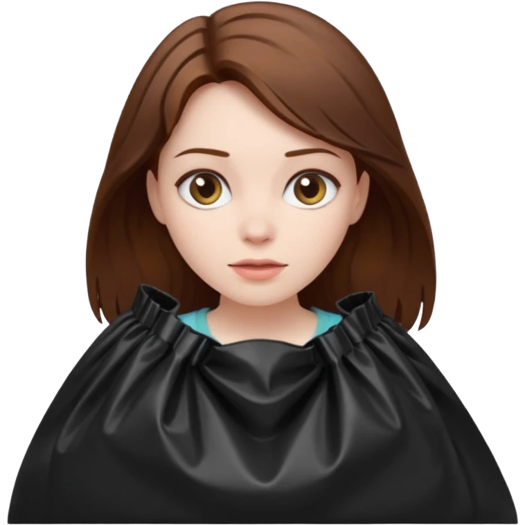 Woman with brown hair in a trash bag emoji