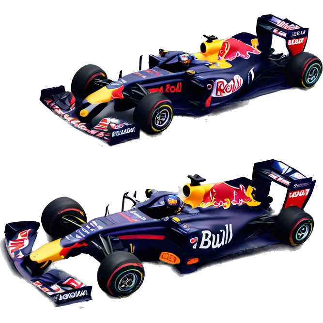 Red bull formula 1 car on top of Mercedes formula 1 car emoji