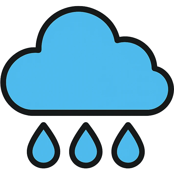 rain icon, simple and clear, colored lineal with black outlines emoji