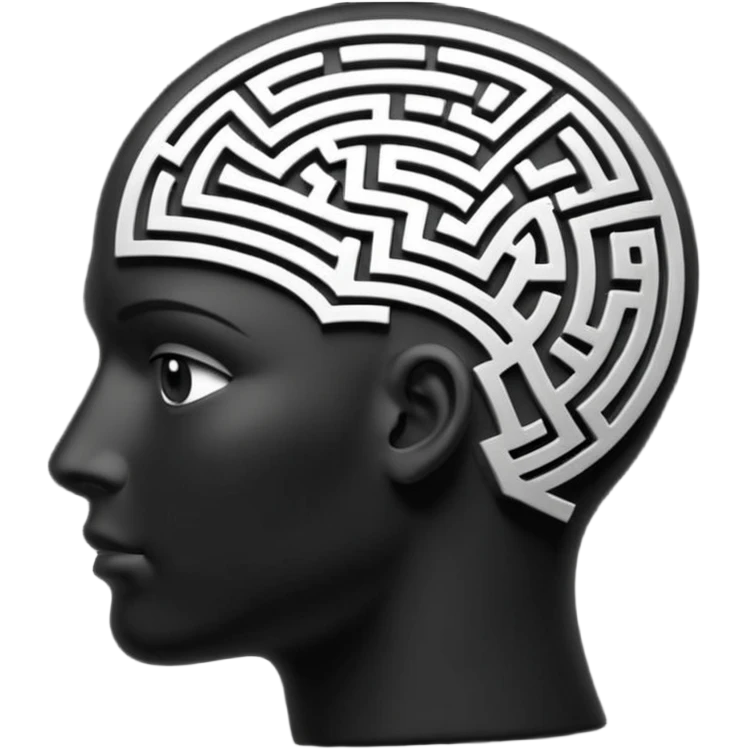 silhouette of a head with a maze inside emoji