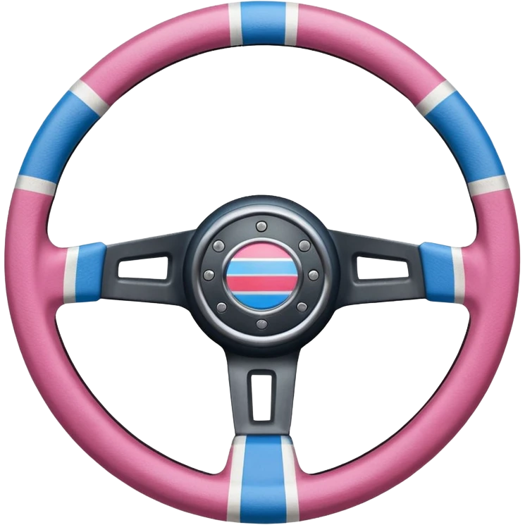 steering wheel with transgender pride flag colors emoji