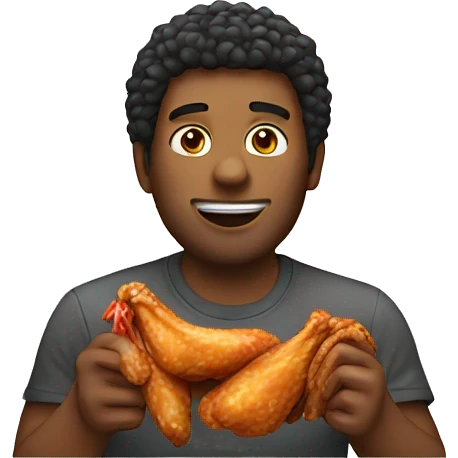 A men eating a chicken wing emoji