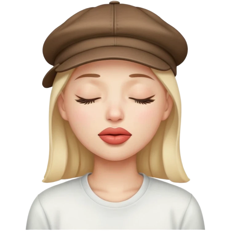 Horny bite lips and closed eyes wear eyes and to wear a cap opposite  emoji