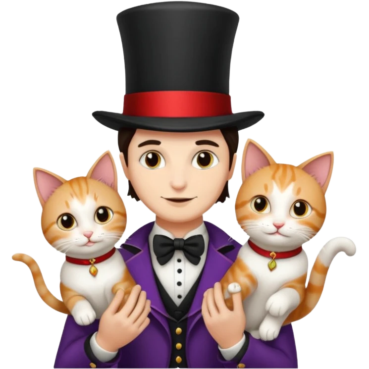 magician couple and their pet cat emoji