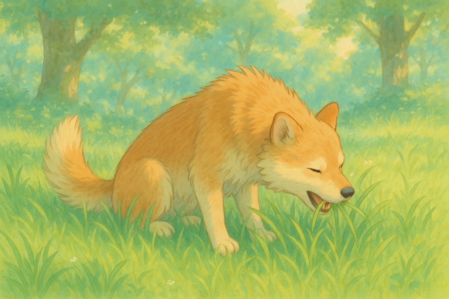 dog eating grass emoji