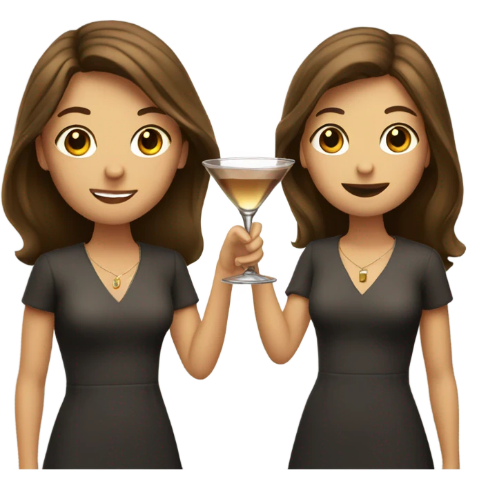 Two girls with brown hair each holding a martini emoji