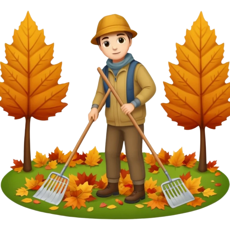 leaf raking emoji