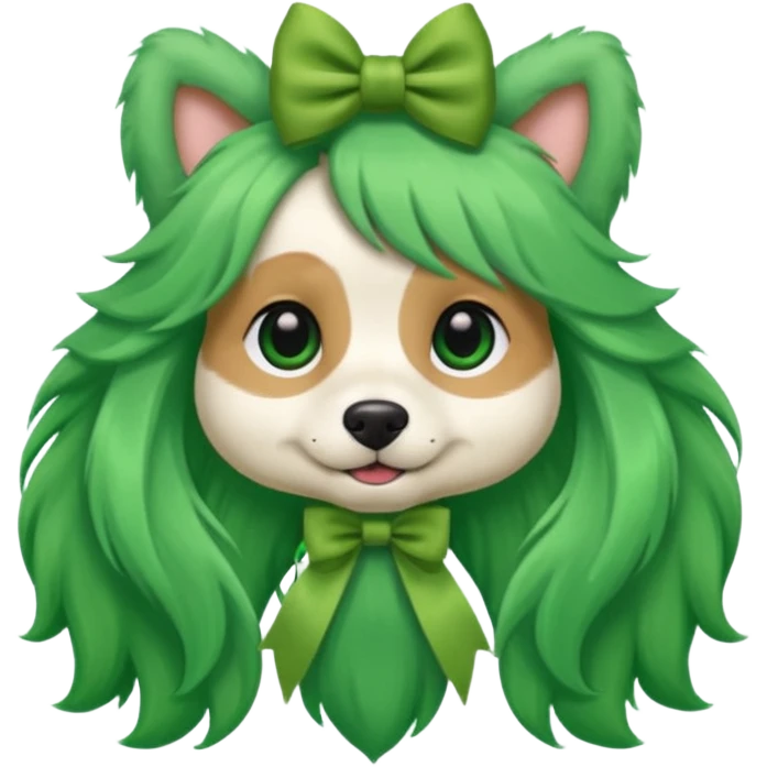 dog with long green hair and bow emoji
