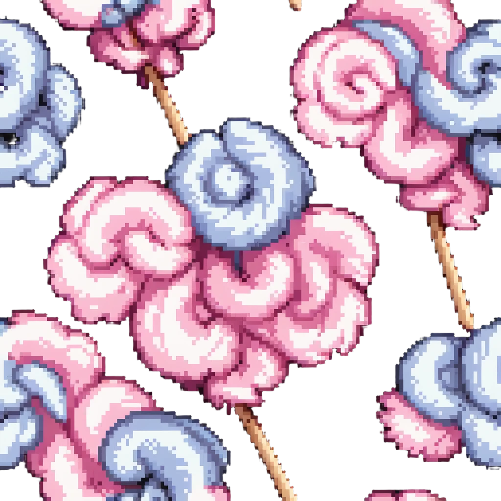 pastel pink cotton candy on a paper stick, swirling cloud-like texture emoji
