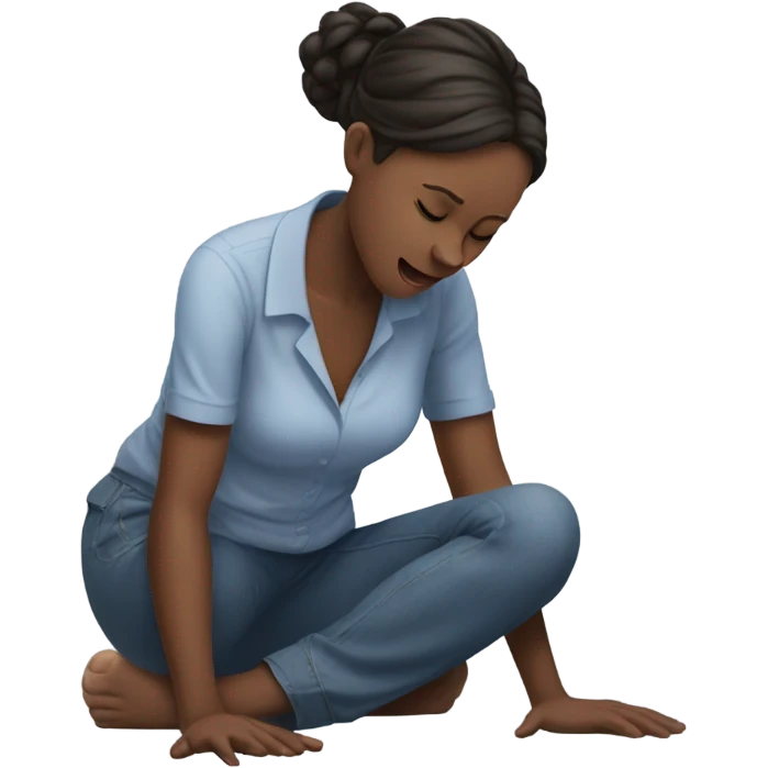 Woman falling to knees looking at sky emoji
