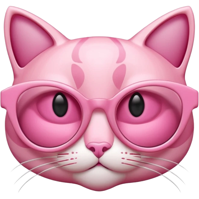 A 3D cartoon rose-pink cat-eye shaped spectacle, glossy curved frame, soft reflections, isolated on plain background. only glasses. emoji