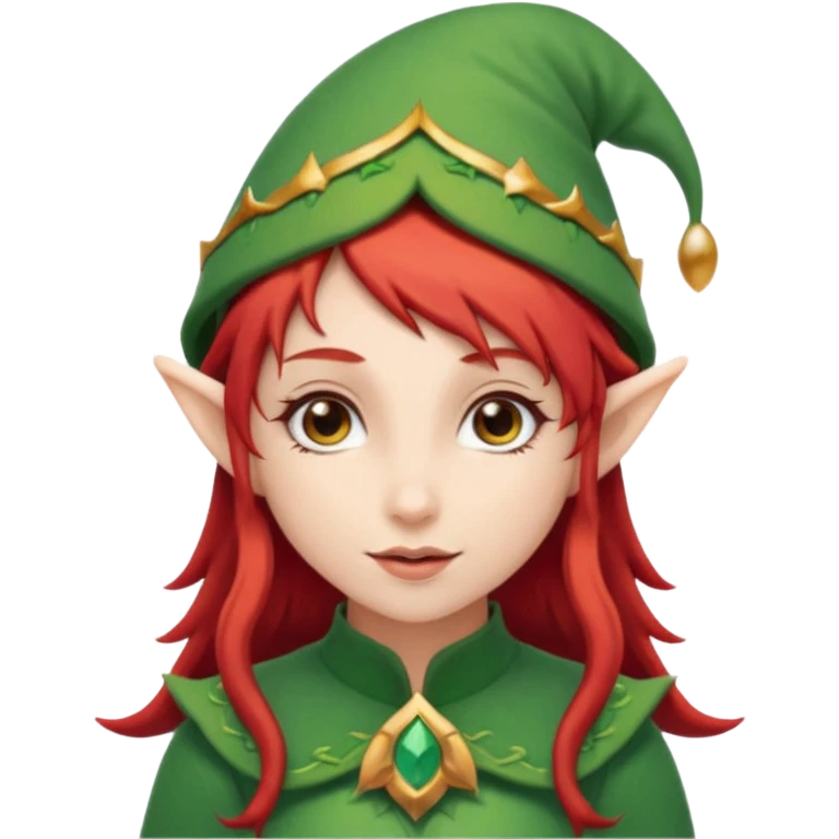 elf girl with elf hat, red hair emoji