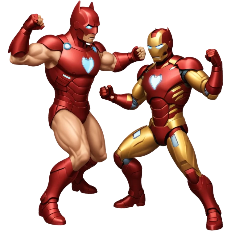 Make batman fighting iron man emoji