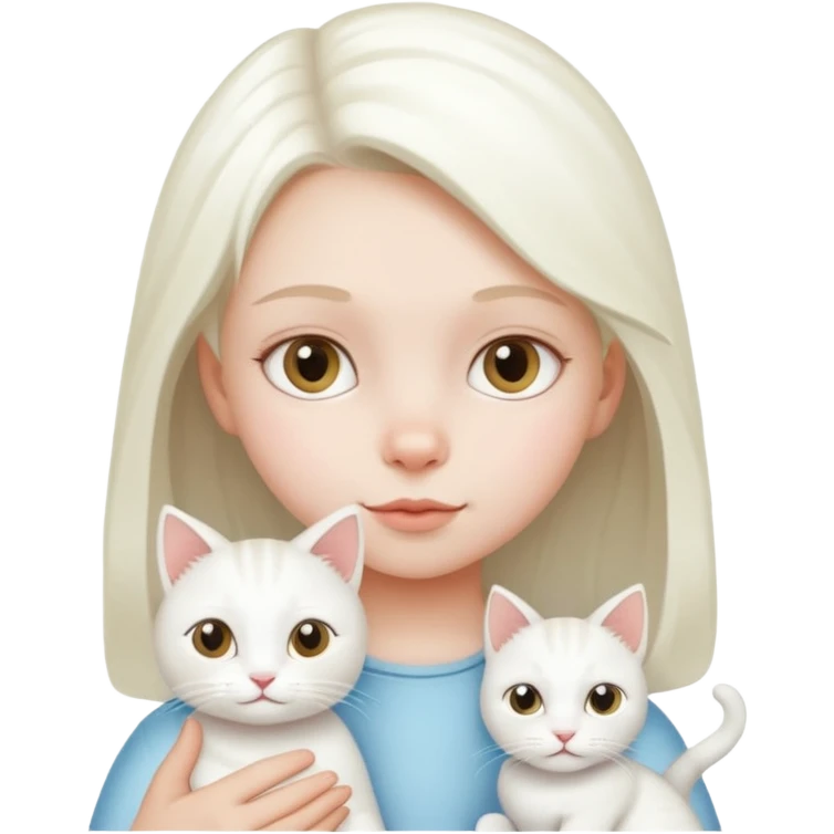 a small girl with a white cat emoji