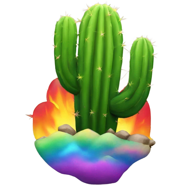 A cactus on rainbow Fire emoji
