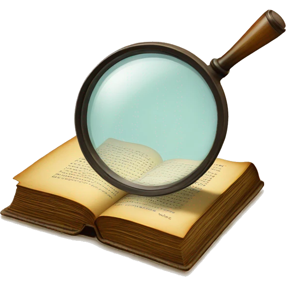 vintage book with magnifying glass emoji