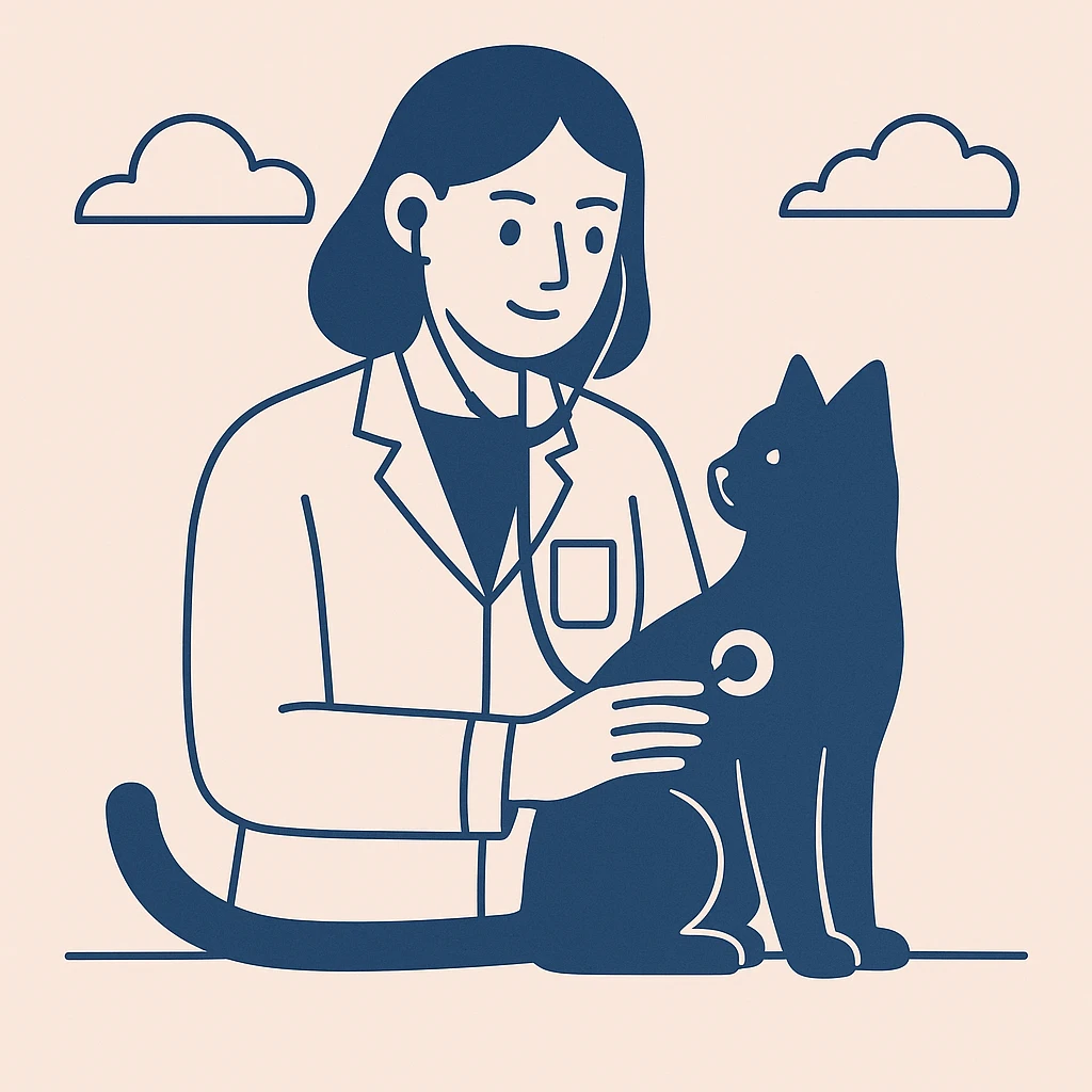 veterinarian examining a cat emoji