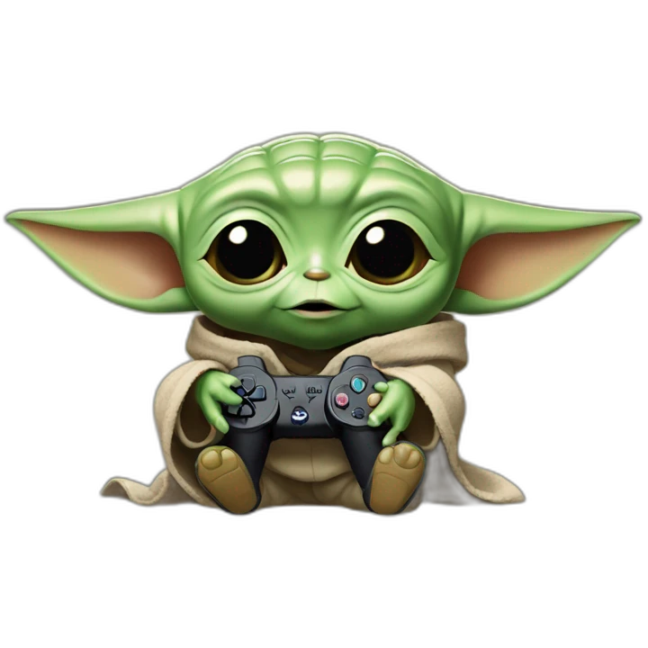 Baby yoda who plays the playstation emoji