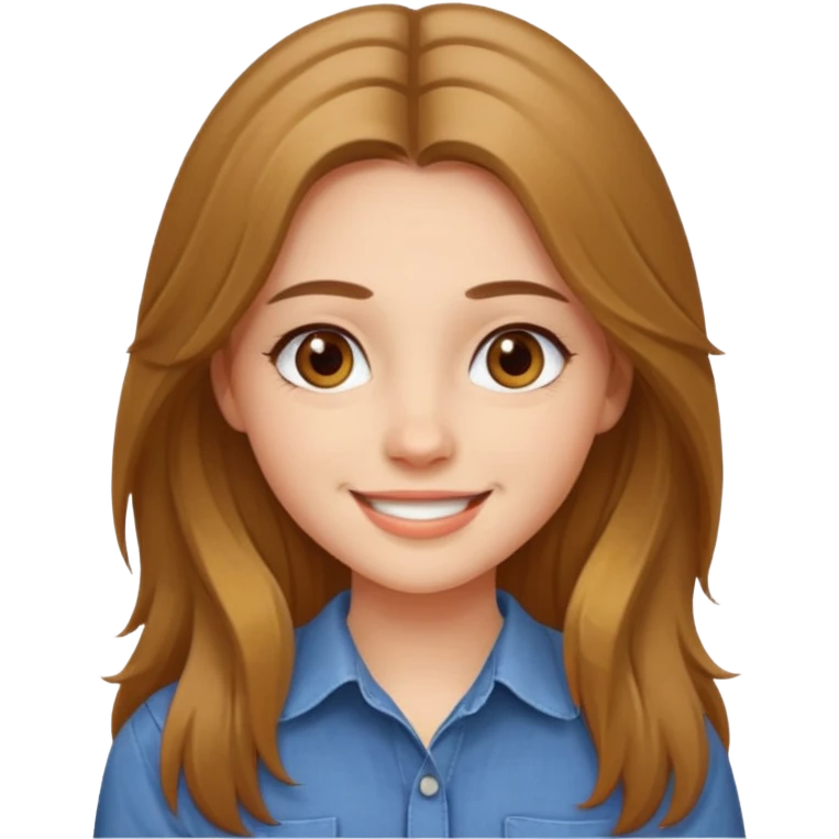 create a girl with hazel long hair, hazel eyes and beautiful smile emoji