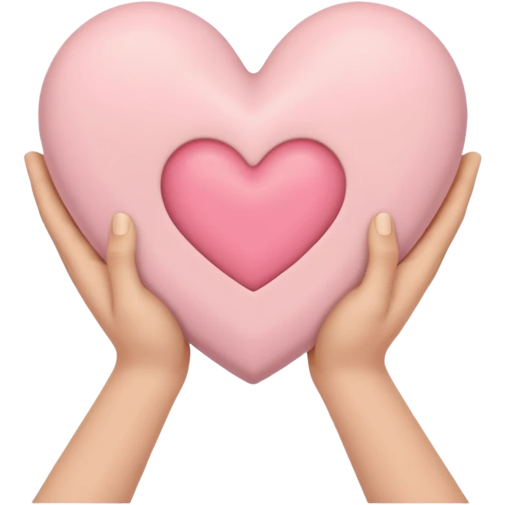 Hands holding one big heart
in soft pink, beige and yellow pastel light emoji